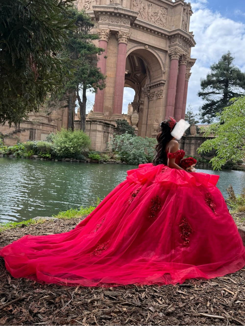 Vibrant Red Ball Gown with Embellishments